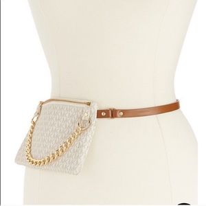 NWOT Michael korse white and brown waist bag S/M